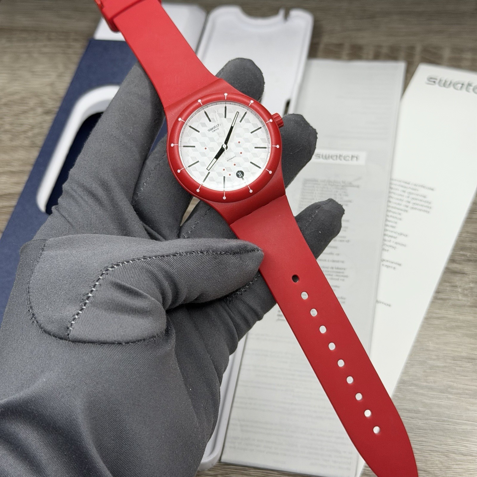 NEW✅AUTOMATIC✅ Swatch SISTEM CORRIDA Red Silicone Men’s Watch SUTR403