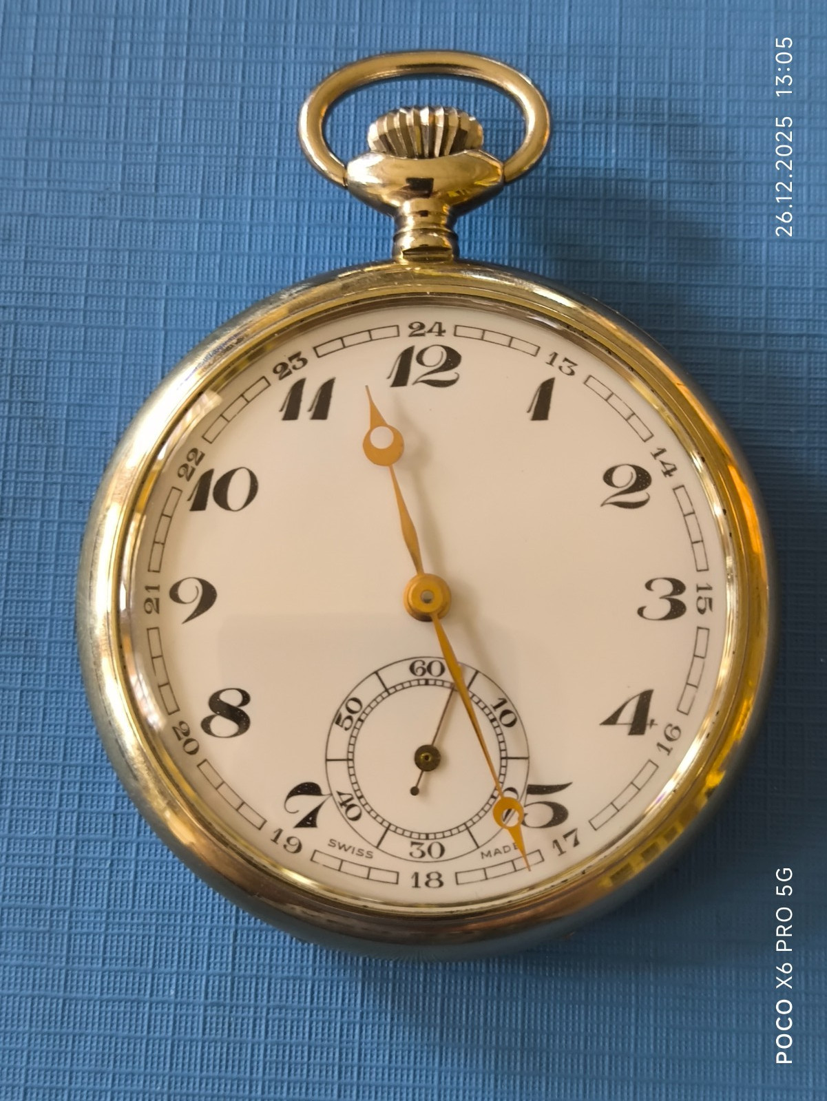 Antique Metal(Good condition) Pocket Watch 51mm working