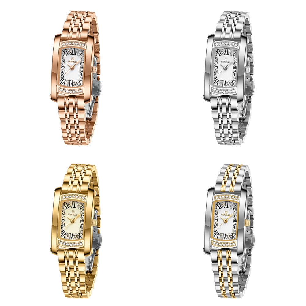 REWARD Women’s Rectangle Business Casual Diamond Waterproof Quartz Wristwatch