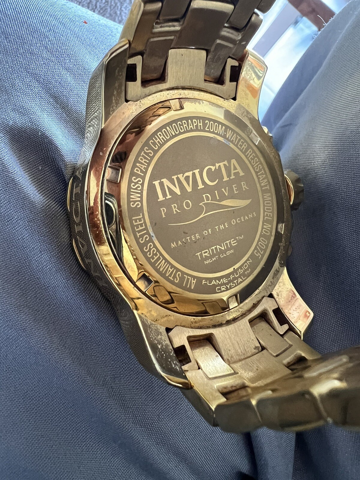Invicta Men’s Watch 0075 Pro Diver Collection Chronograph Green Gold #8096
