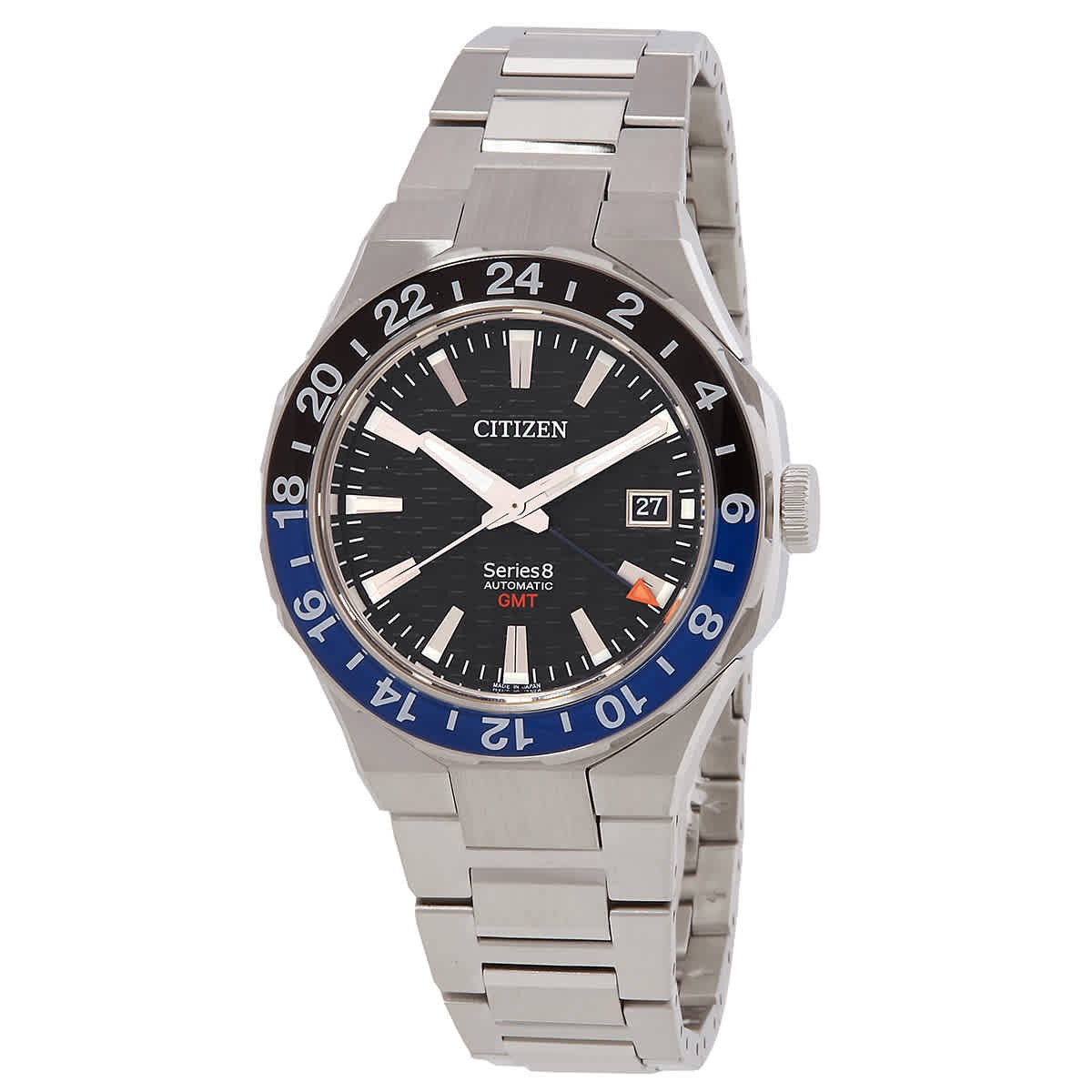 Citizen Series 8 GMT Automatic Black Dial Batman Bezel Men’s Watch NB6031-56E