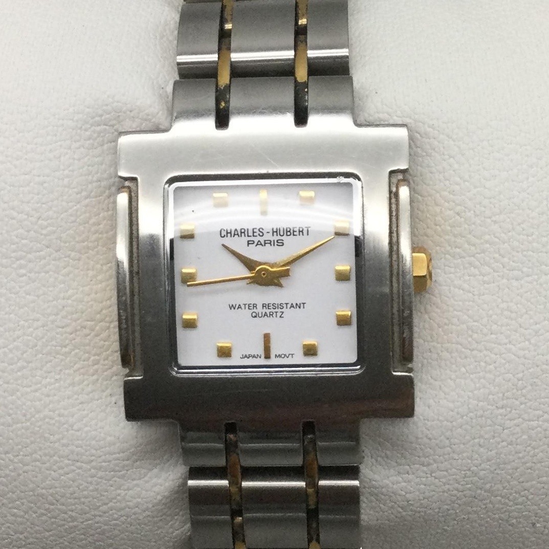 Charles-Hubert Paris Women Watch 22mm Two Tone 6650W Stainless New Battery 5.75″