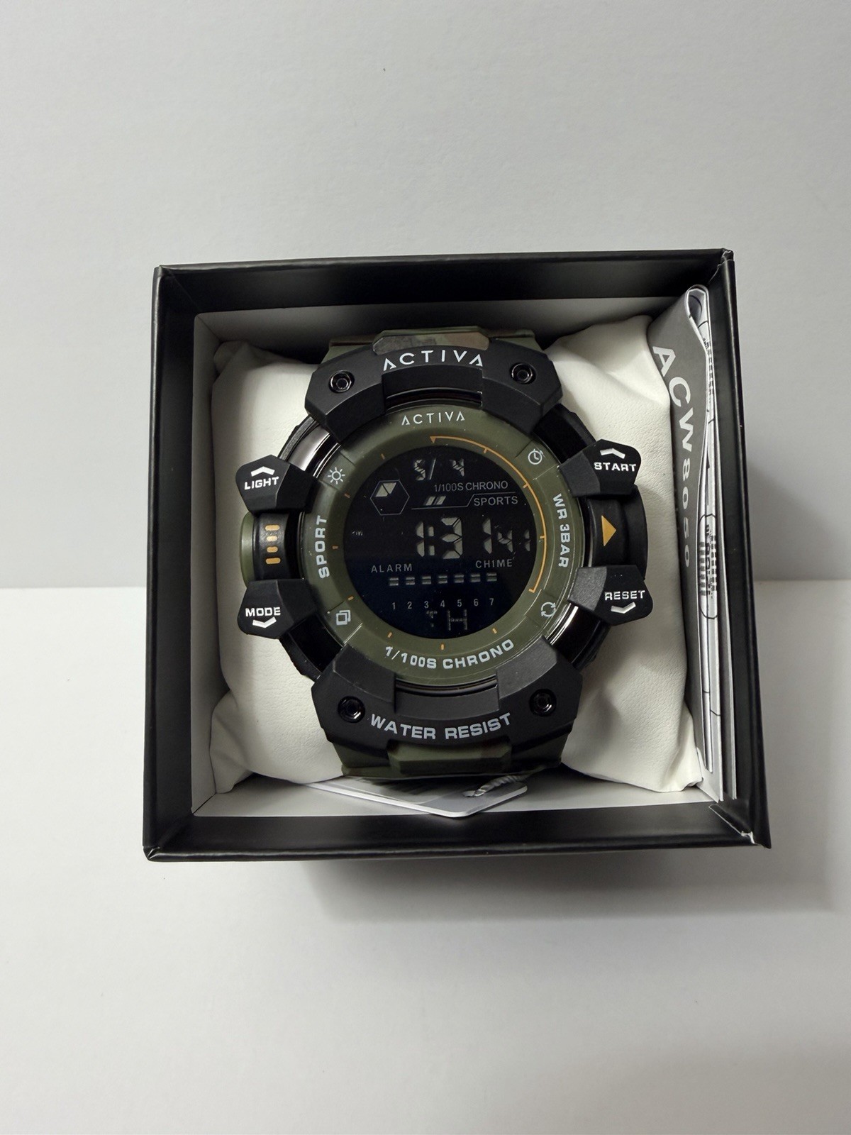 ACTIVA ACW8050 Digital Sport Watch Green/Black Resin Strap 30m Alarm Light