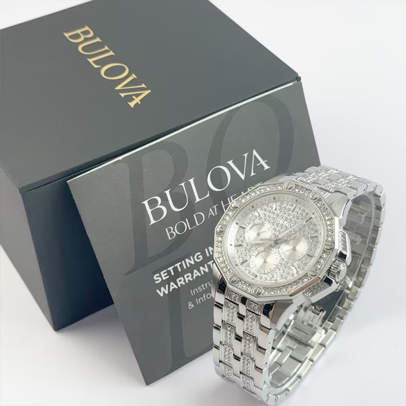 Bulova Octava Crystal 96C134 Silver Dial Stainless Steel Men’s Quartz Watch