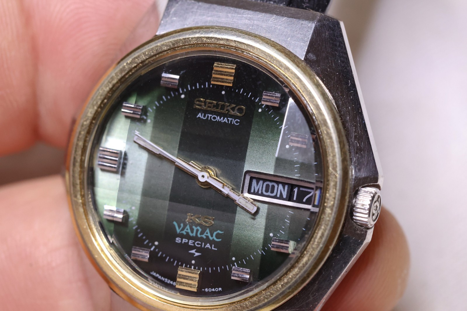 King Seiko Vanac KS green dial faceted crystal Eng/Kanji 5246-6030 – serviced