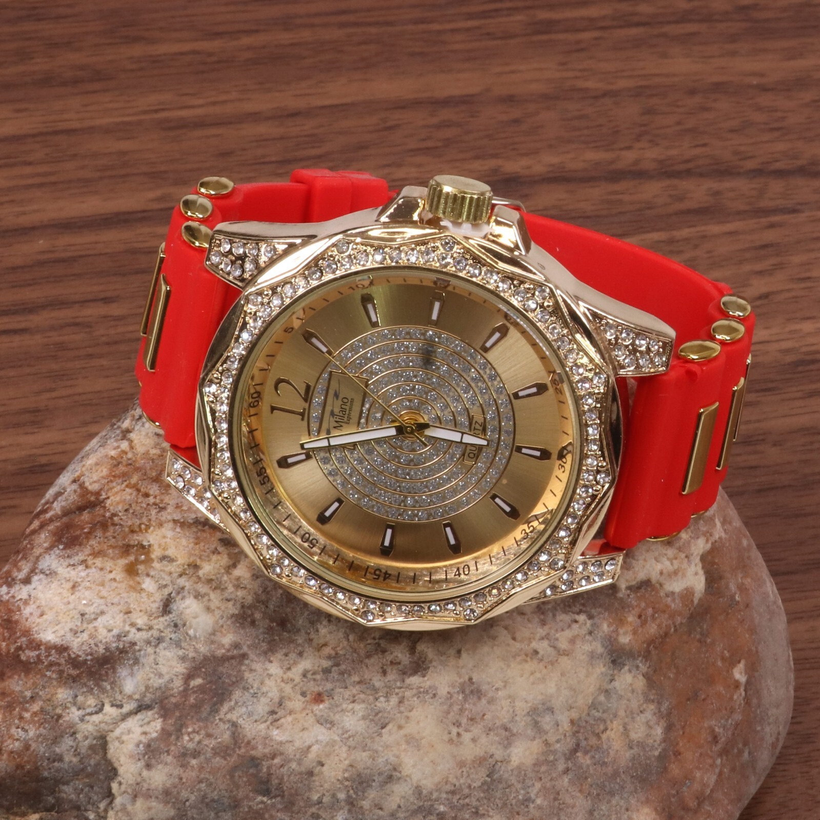 Heavy Bezel Milano Expressions Quartz Analog Men’s Fashion Watch New