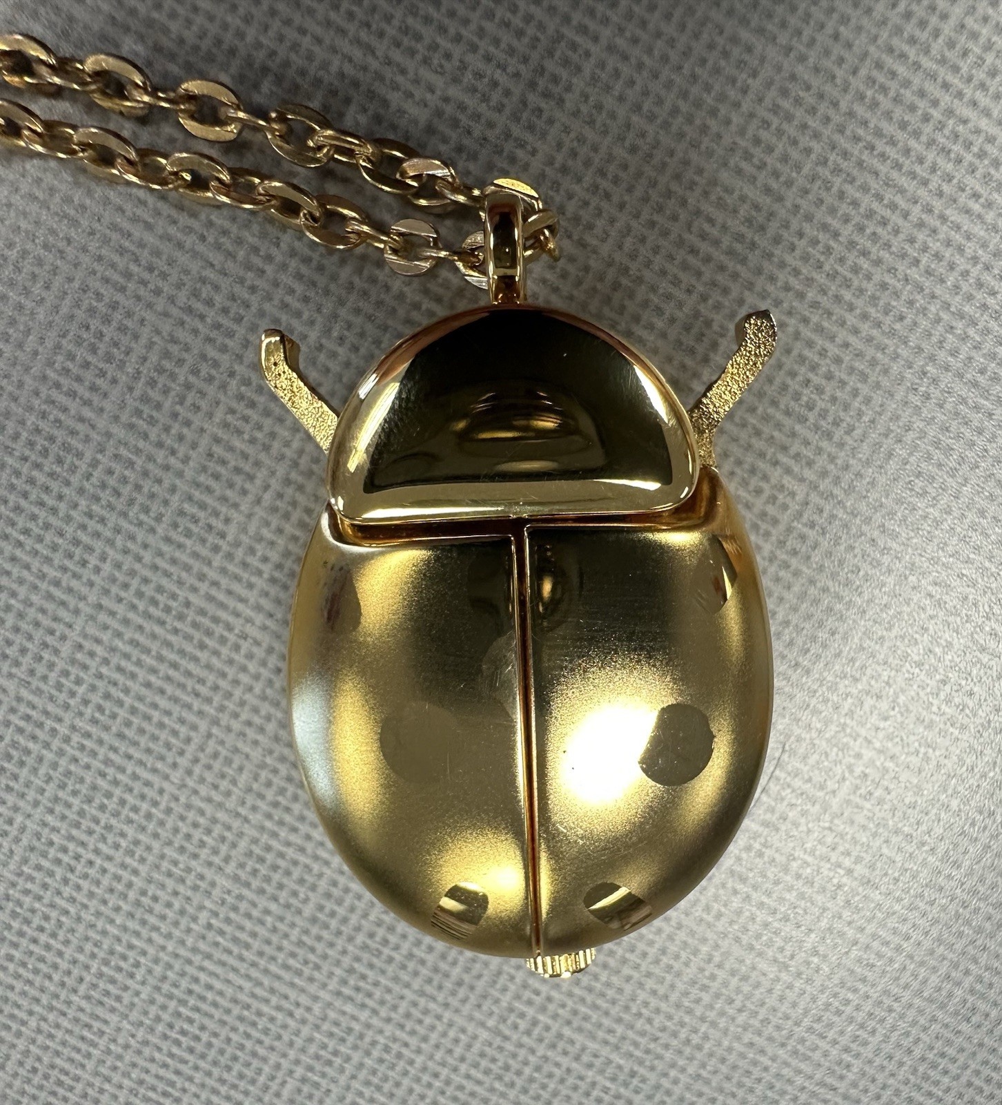 Fashion Watch: SARAH COVENTRY Ladybug hidden watch NECKLACE pendant 27mm case