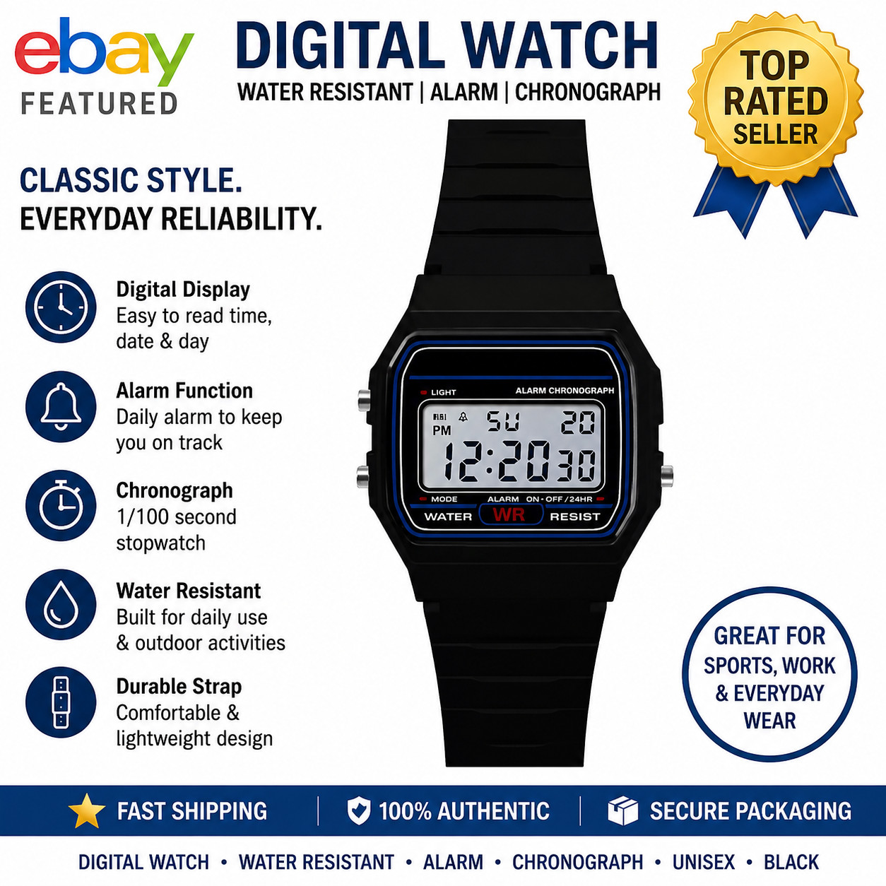 F 91W Classic Digital Resin Strap Watch Stopwatch Chronograph Sport Unisex Men