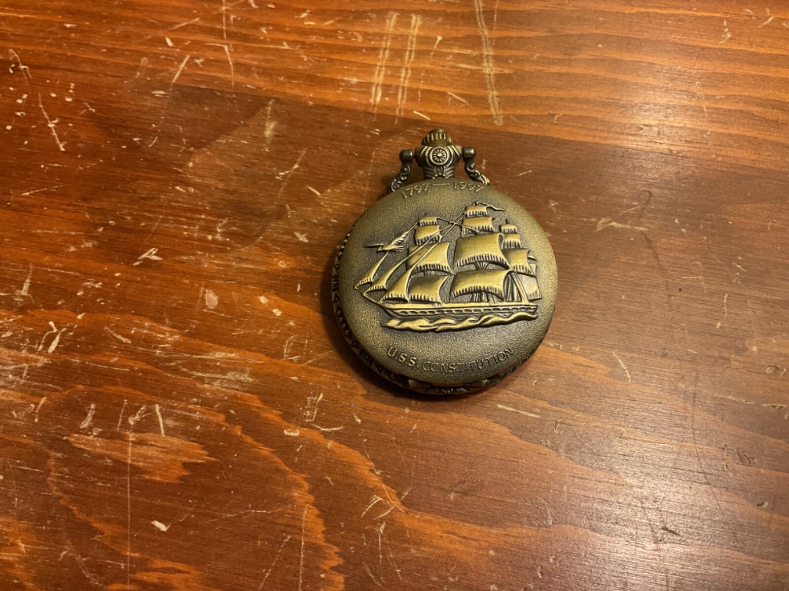 Vintage USS Constitution Mens Pocket Watch
