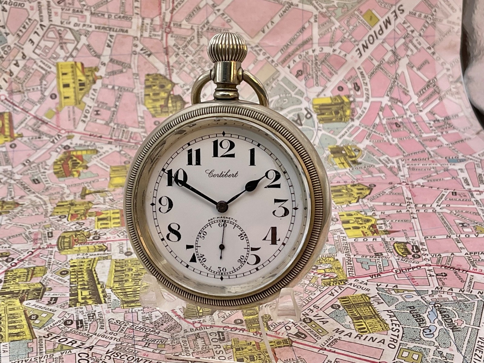 Cortebert Caliber 534 . Railroad style. Screw case. Metal . POCKET WATCH