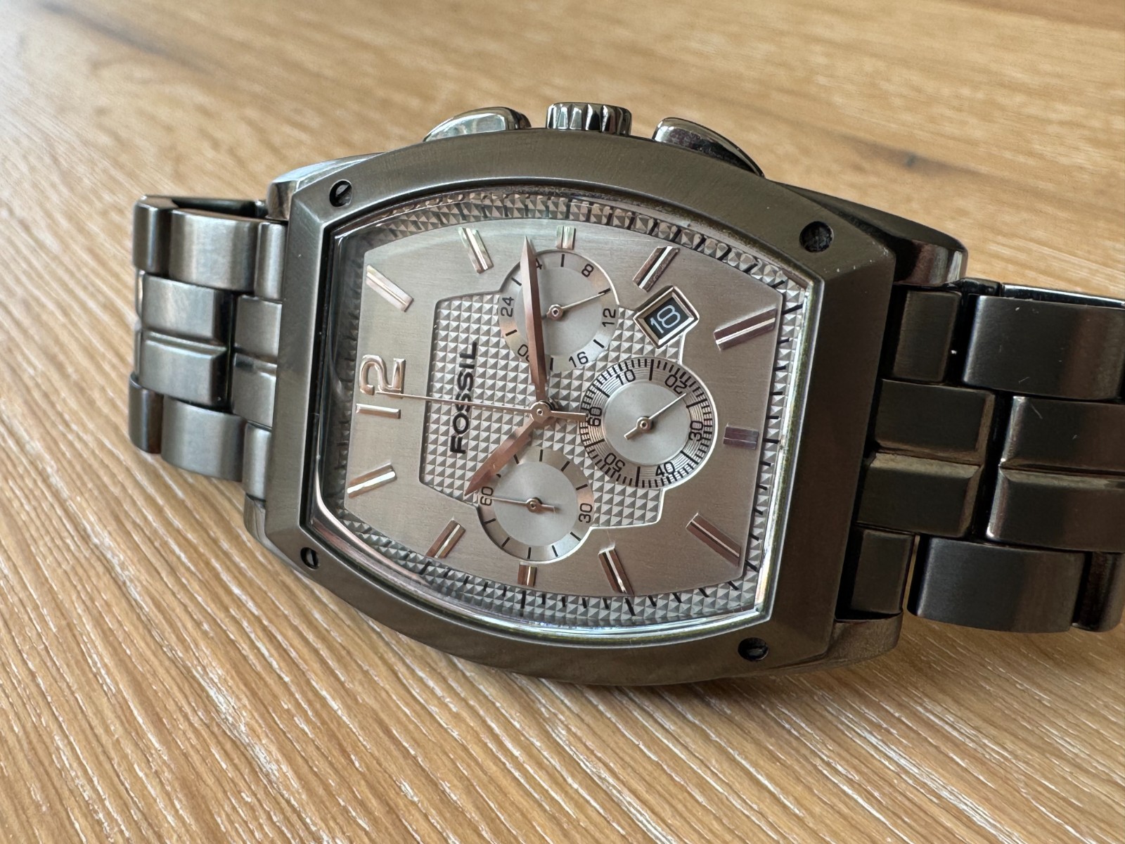 Fossil Arkitekt FS-4251 Men’s Watch Silver/Grey Stainless Steel with New Battery