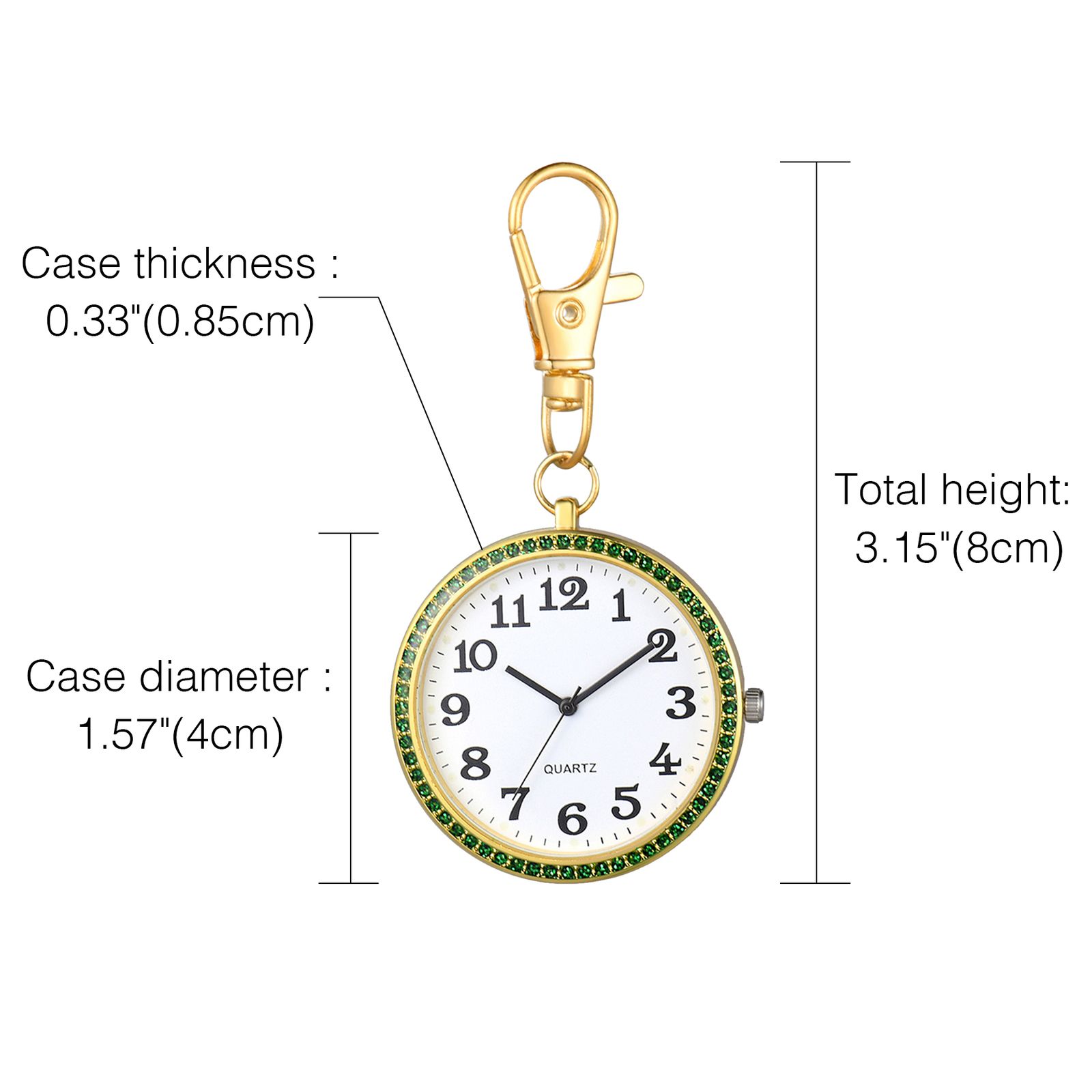 Clip-On Carabiner Arabic numerals Outdoors Backpack Keychain Quartz Nurse Watch