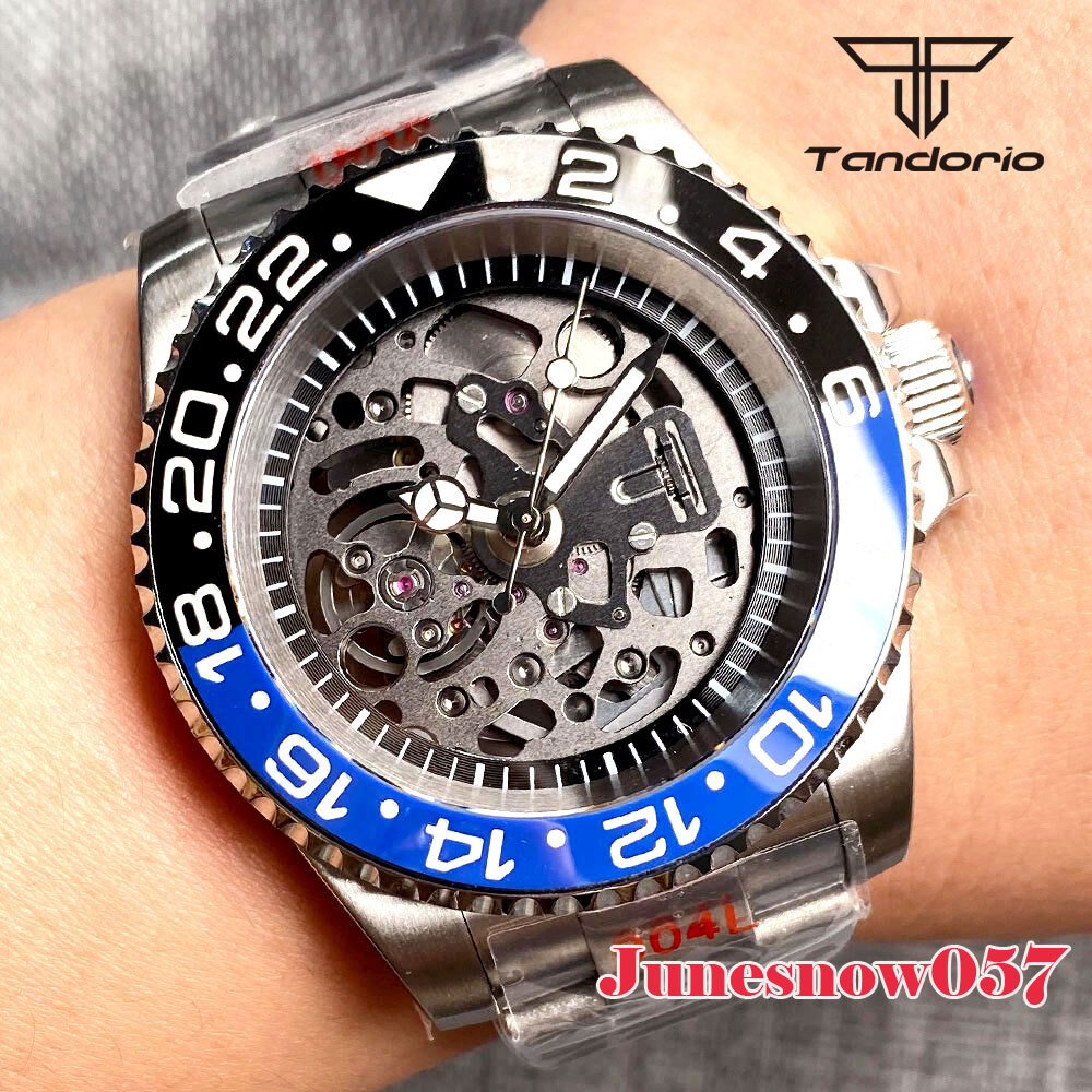 Tandorio 40mm NH72 Automatic Men Watch Screwdown Crown Glass Back Sapphire Glass