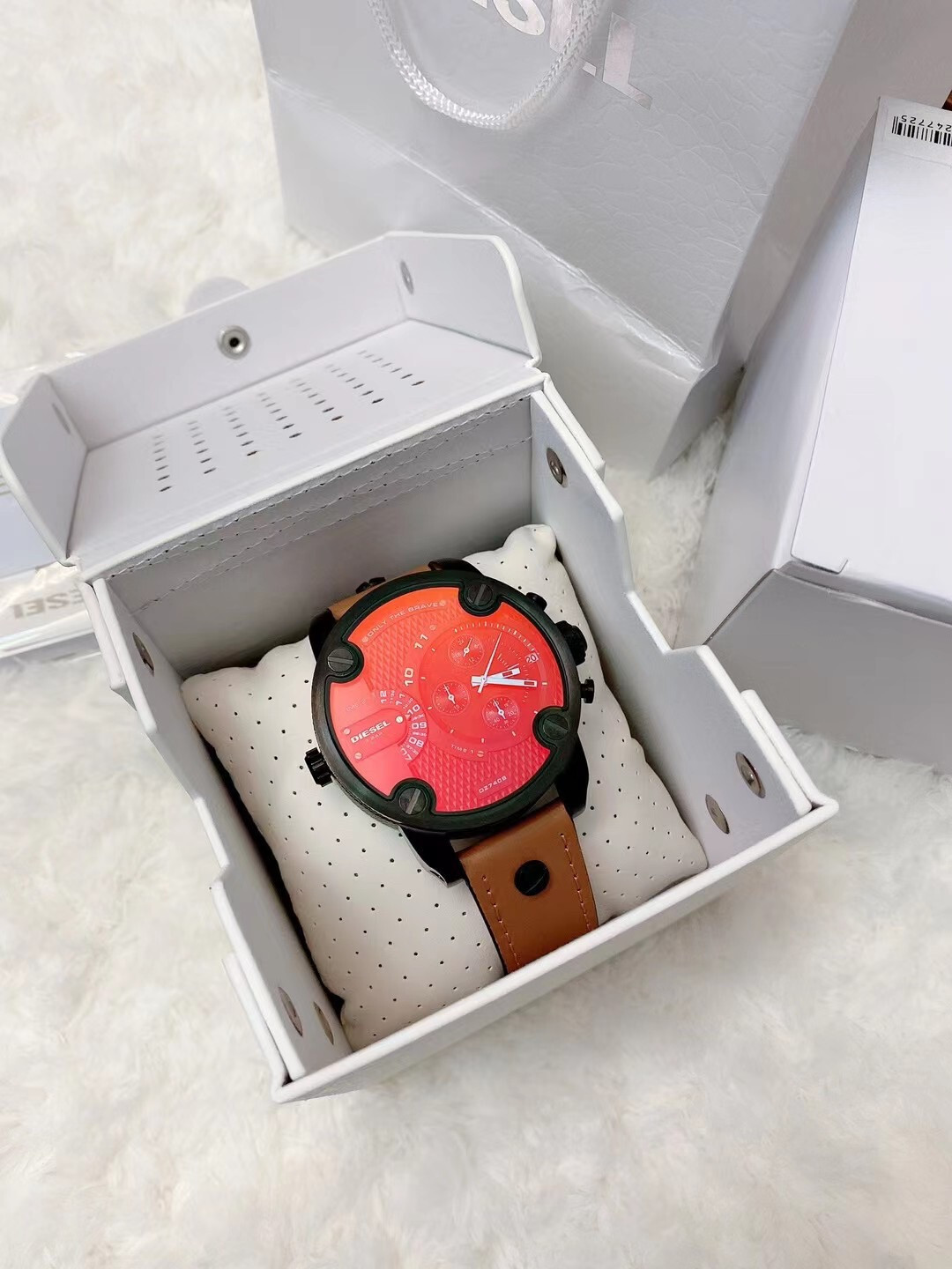 💥⌚💥 NEW DIESEL DZ7408 Chronograph Little Daddy Leather Strap Watch 52mm 💥⌚💥