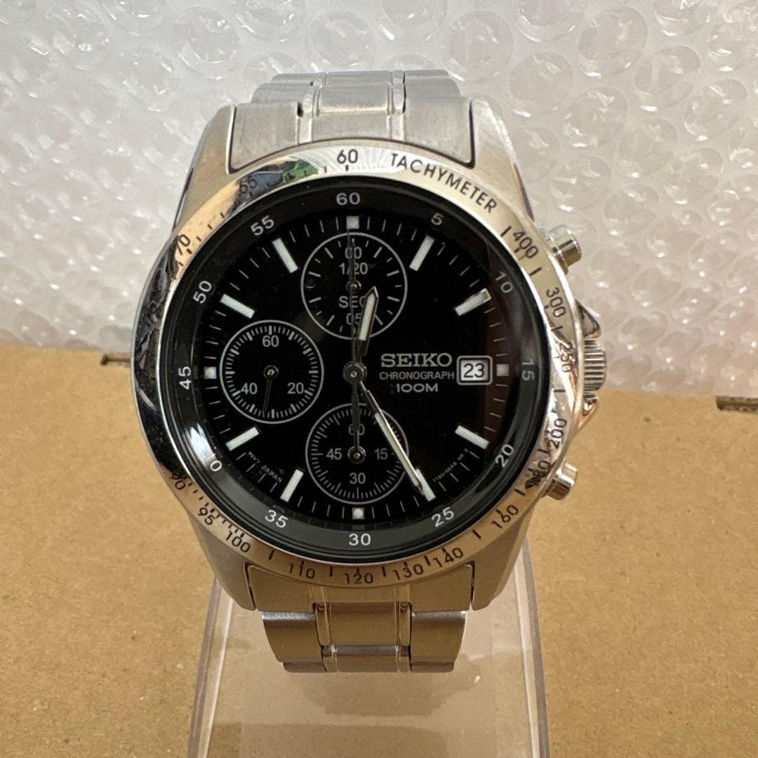 Seiko Chronograph 7T92-0DW0 Quartz Watch Black Dial