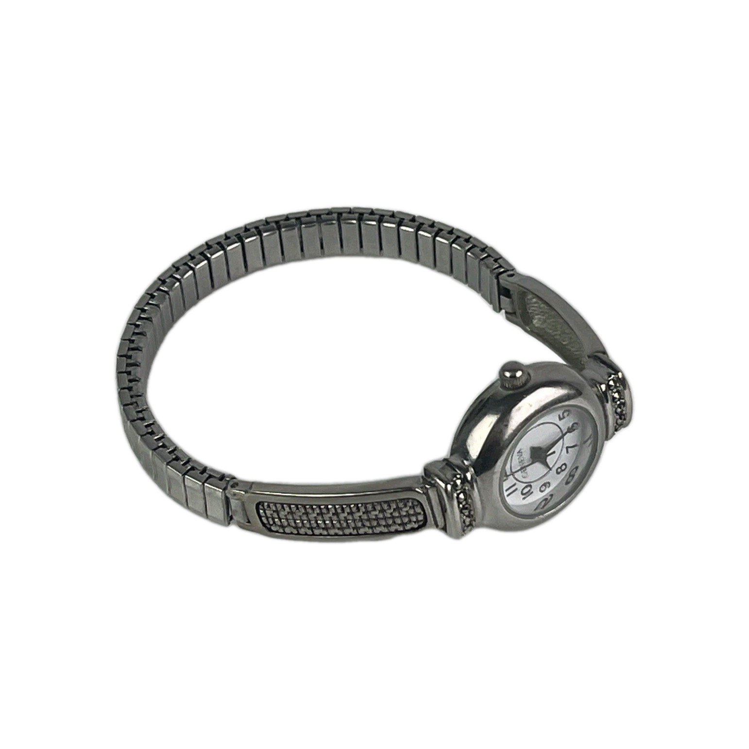 GENEVA Women’s Watch 23mm All Silver Tone Mixed Band Expandible New Battery