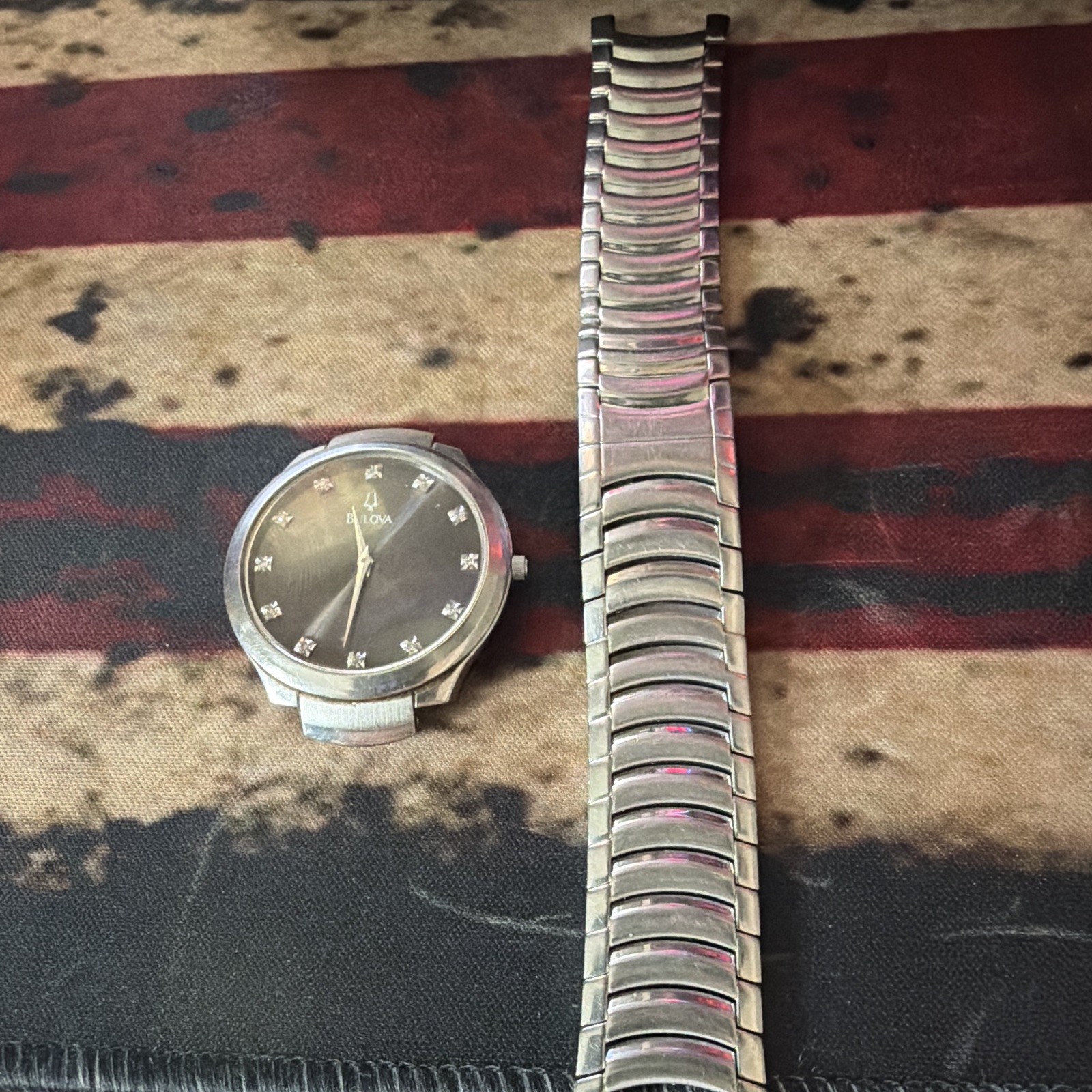 Bulova Women’s Quartz Dress Watch Gray Dial Diamond Markers Silver Steel