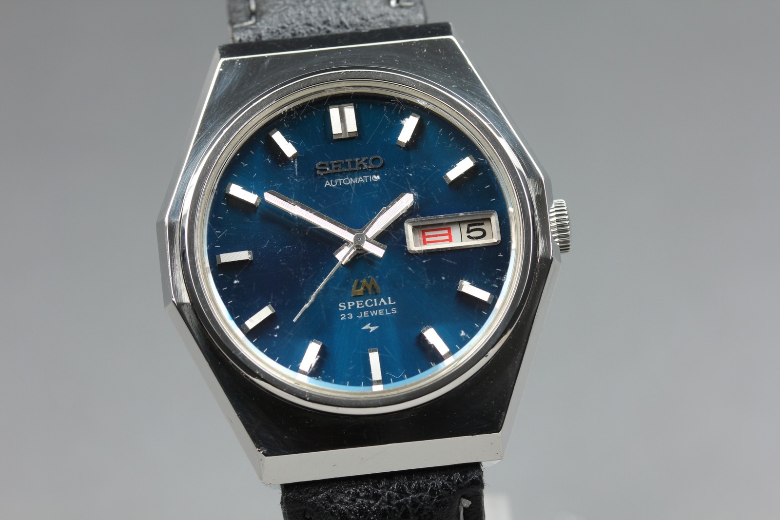 Vintage 1974 ‘ Kanji ‘ Seiko Load matic Special LM 5216-7110 Blue AT Watch Japan