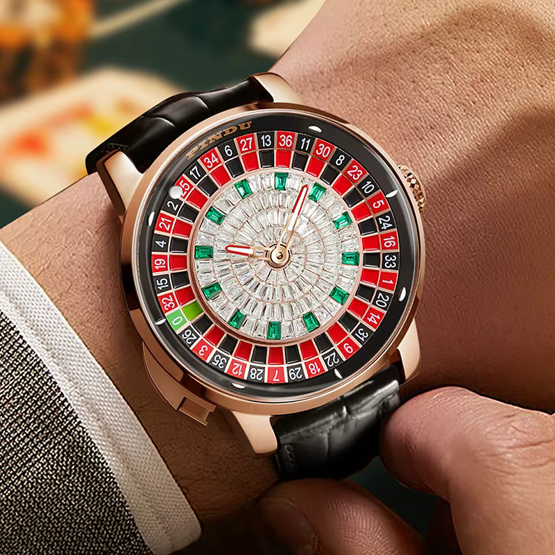 PINDU Luxury Automatic NH35A Watch Men Jacob Casino Tourbillon Rotating Roulette