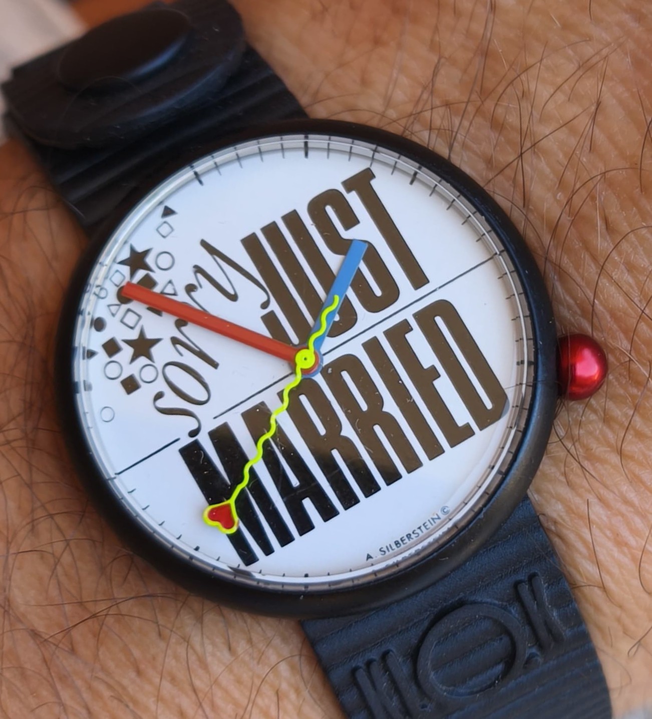 Vintage Rare 80s Alain Silberstein Klok “Sorry Just Married” Watch