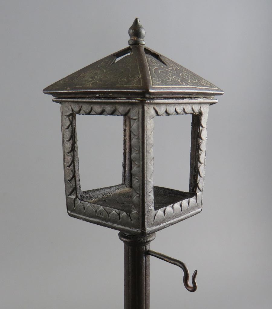 Antique EG Zimmermann Hanau Figural Cast Iron Lamp Post Pocket Watch Stand