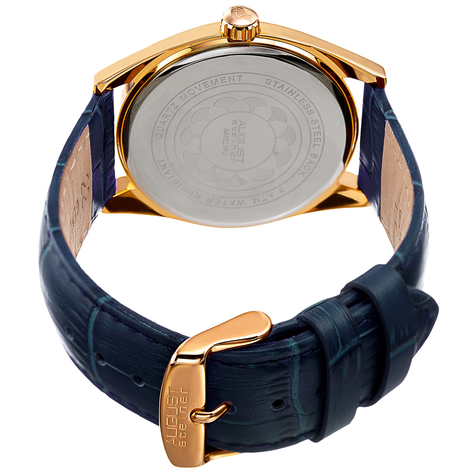 Women’s August Steiner AS8221BU Quartz Movement Date Genuine Leather Strap Watch