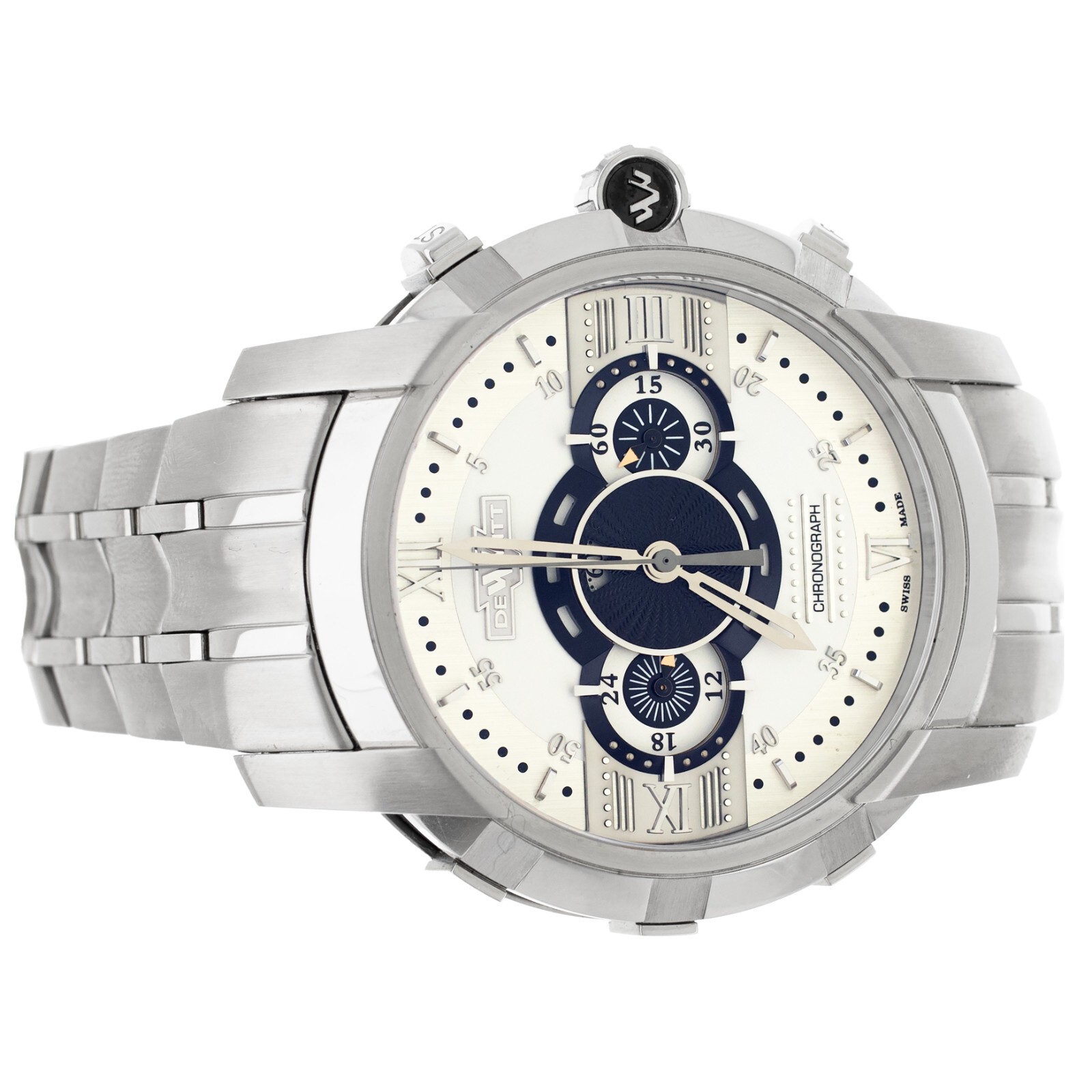 DeWitt Furtive Chronograph Steel Silver Dial 46mm FTV.CHR.002.5 Full Set