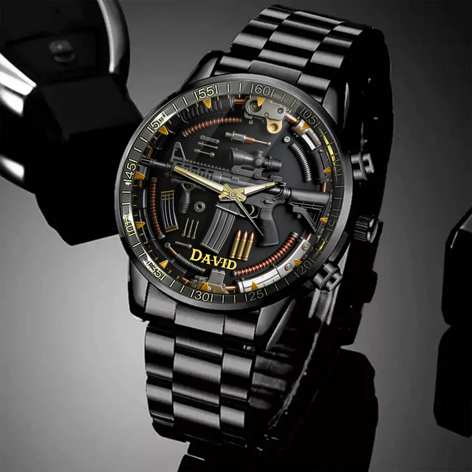 Personalized Gun Disassembly Diagram Themed Watch – Name Can Be Customized