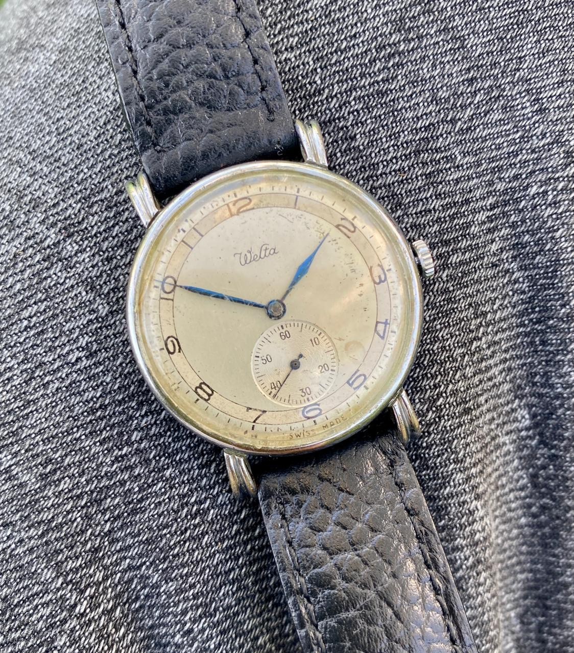 1940s Vintage Military Watch Welta Men’s Sub Second Cream Dial Manual Wind Swiss