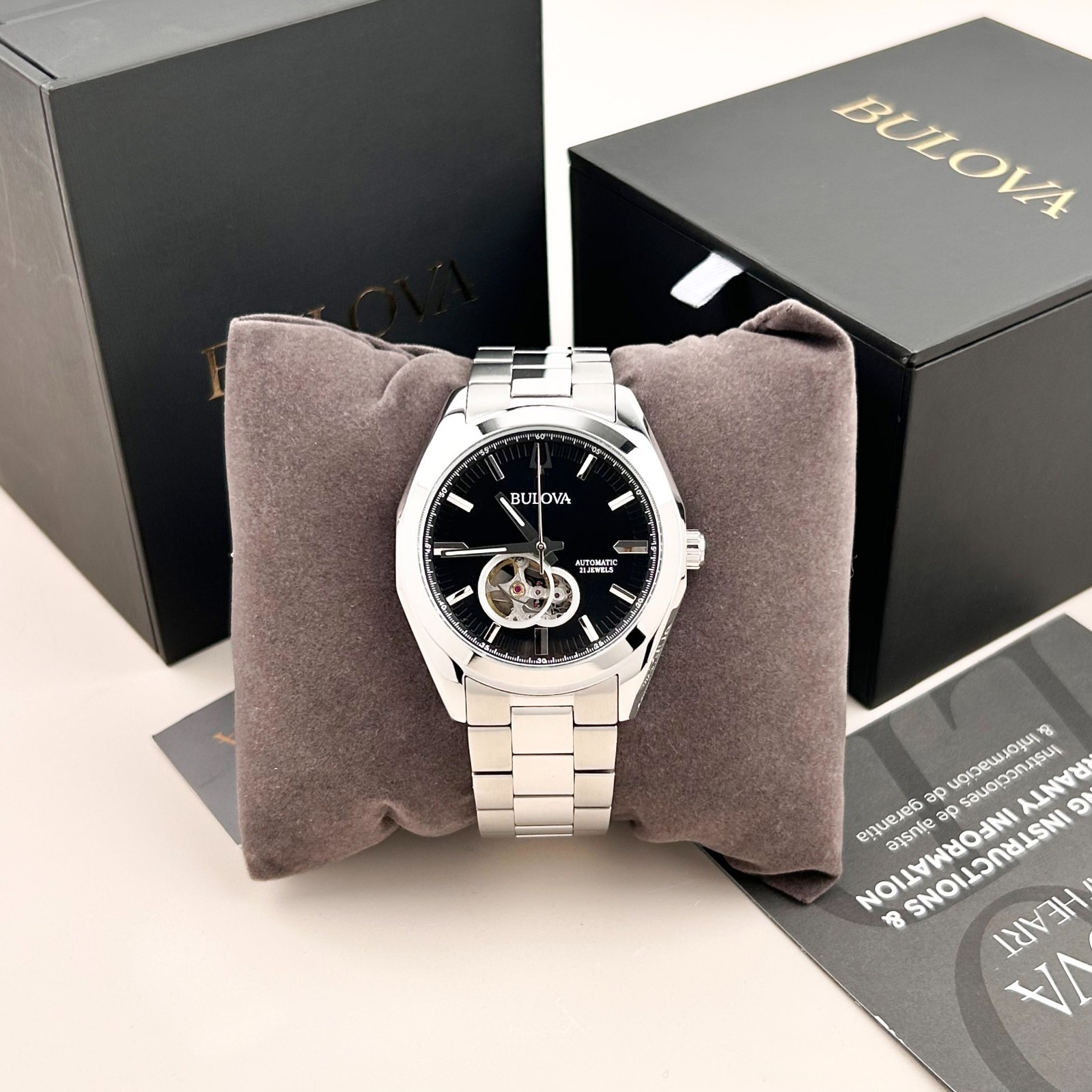 New Bulova Surveyor 96A270 Black Dial Men’s Classic Automatic Chronograph 42mm