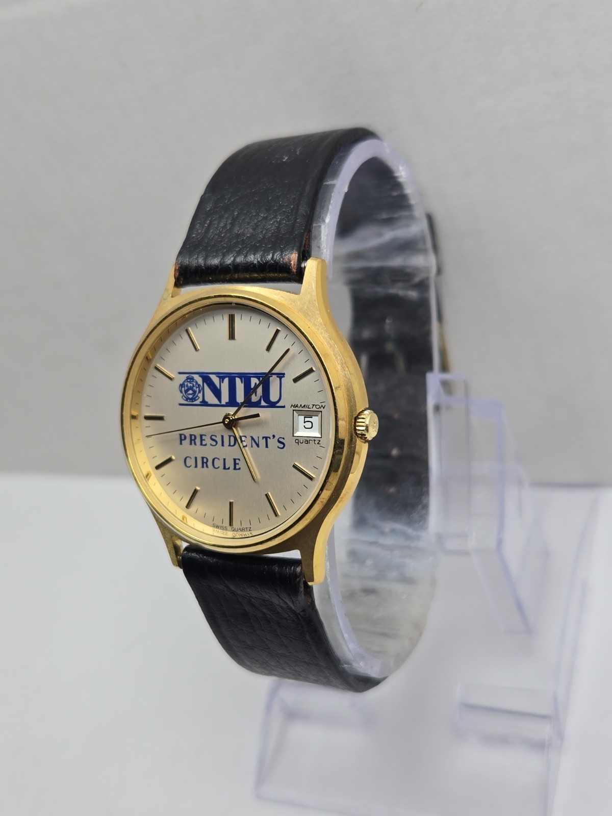 Hamilton 9812 NTEU Presidents Circle Swiss Quartz Date Watch New Battery Vintage