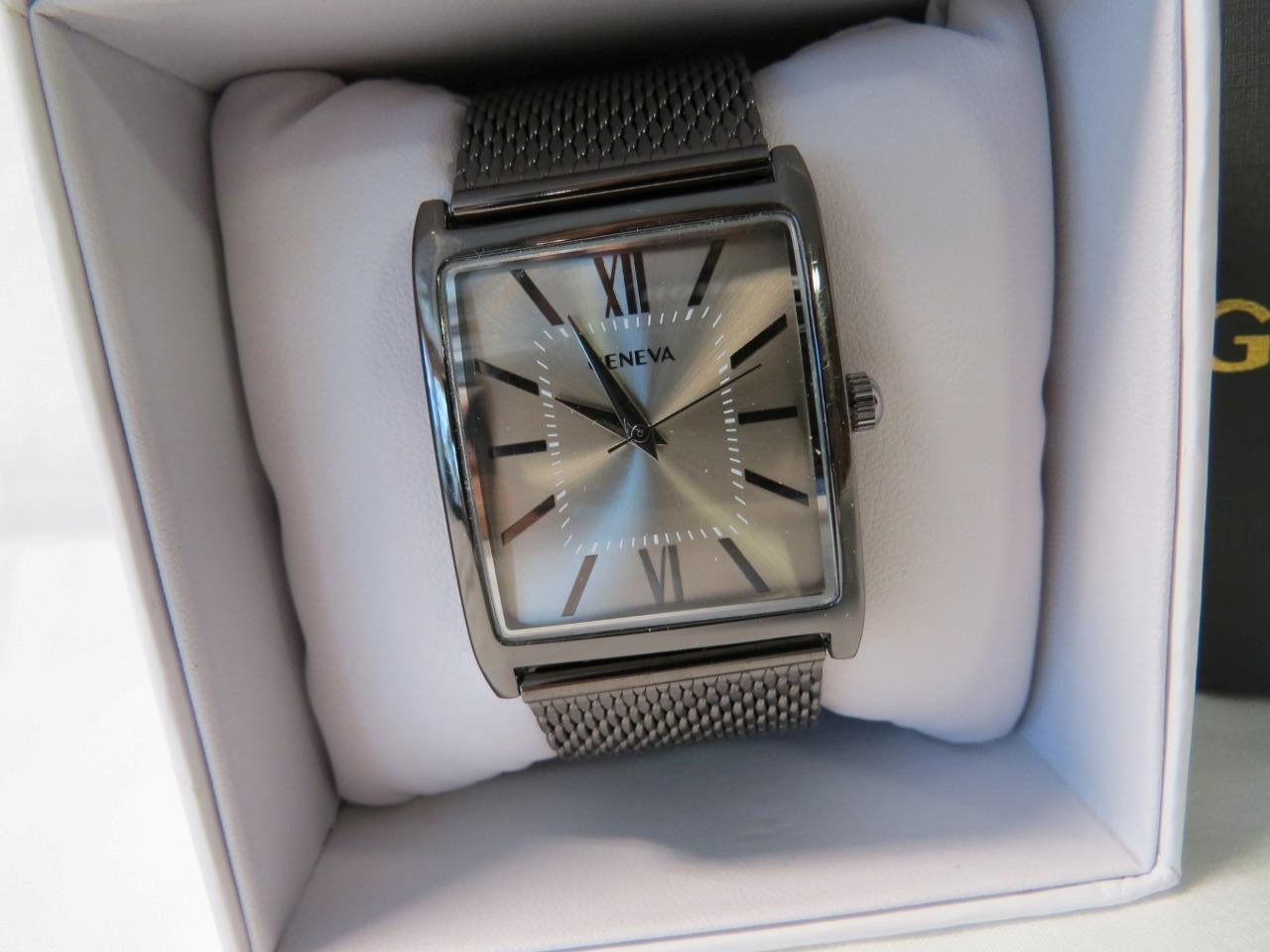 Men’s Geneva Clou de Paris Gray Gun Metal Bracelet Watch KH8052GU New in case