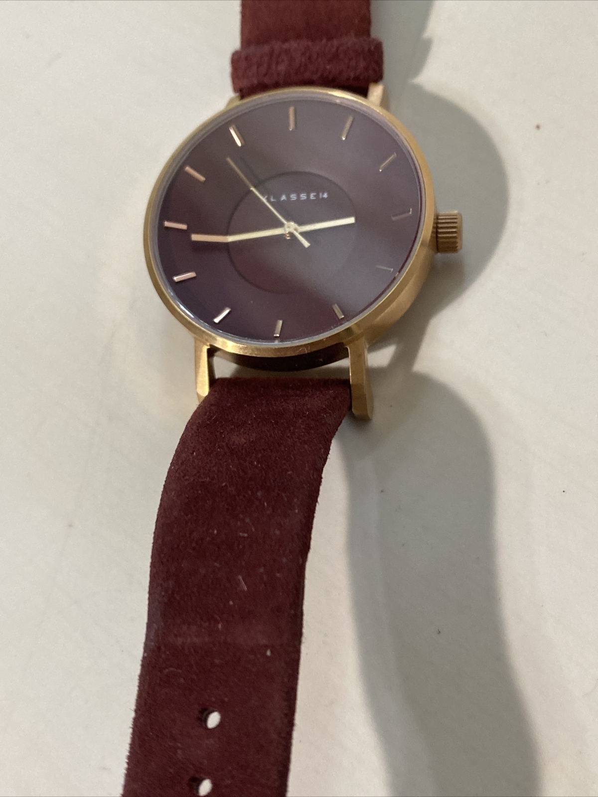 Ladies KLASSE14 Volare By Mario Nobile Watch, Rose Gold Tone Burgundy