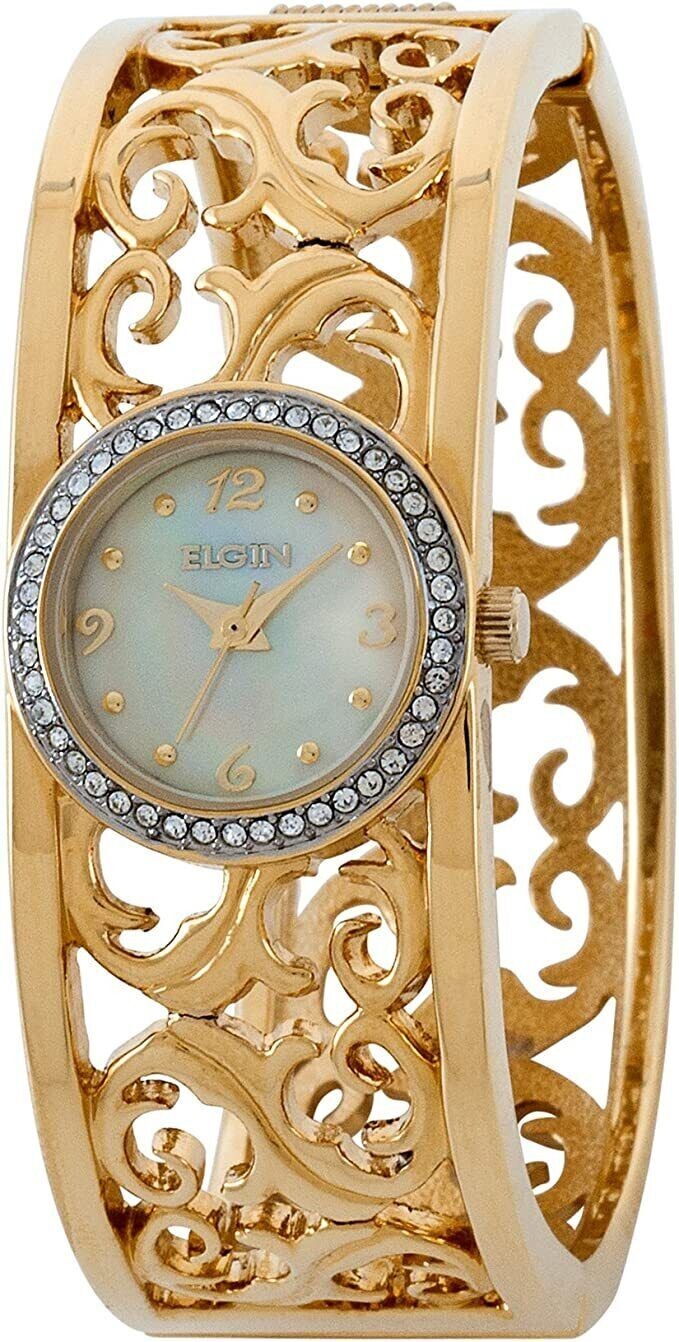 Elgin Womens Gold Tone Bangle Watch Eg7003 – New with tags