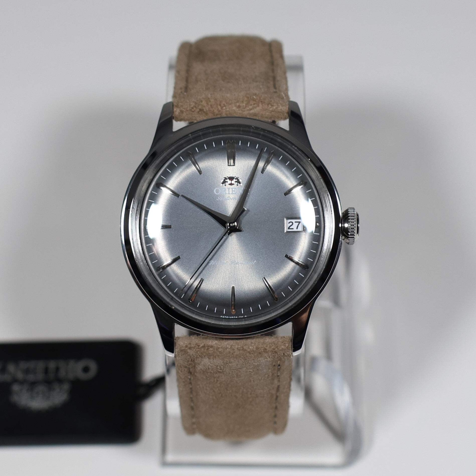 Orient Bambino Gray Dial Beige Leather Strap Men’s Classic Watch RA-AC0M13N30B