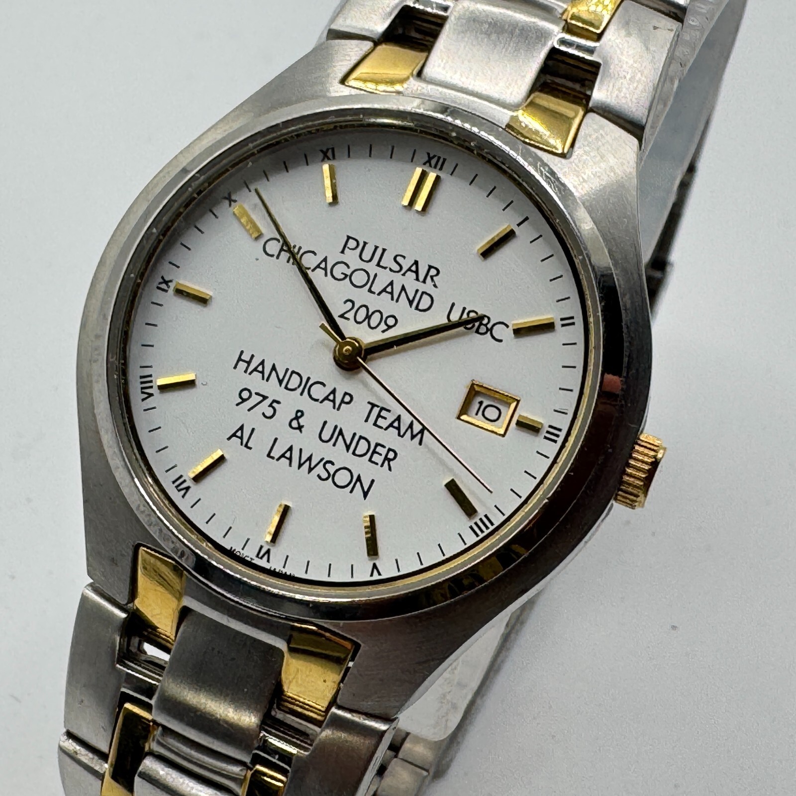 Pulsar Quartz Watch Chicagoland USBC Handicap Team Men Dual Tone New Battery 8″