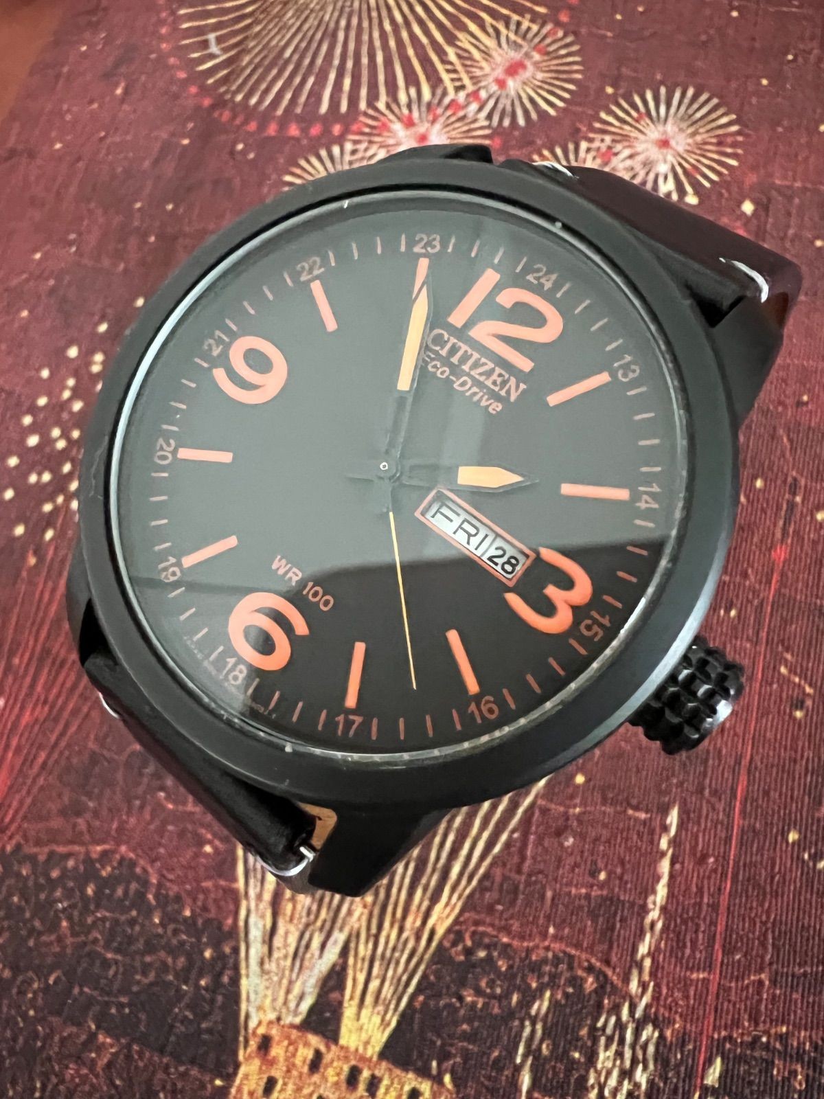 Citizen Eco Drive E101 WR100 Working Black From Japan Used