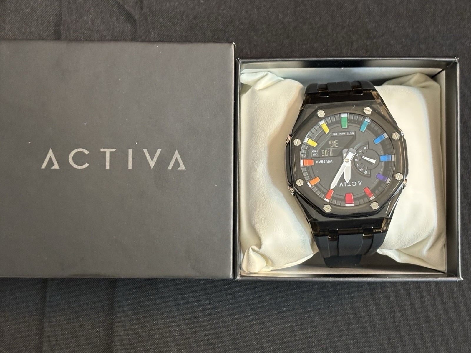 Acw2100-006 Invicta 40mm Quartz Digital Essential “Party Dial “On Rubber Strap