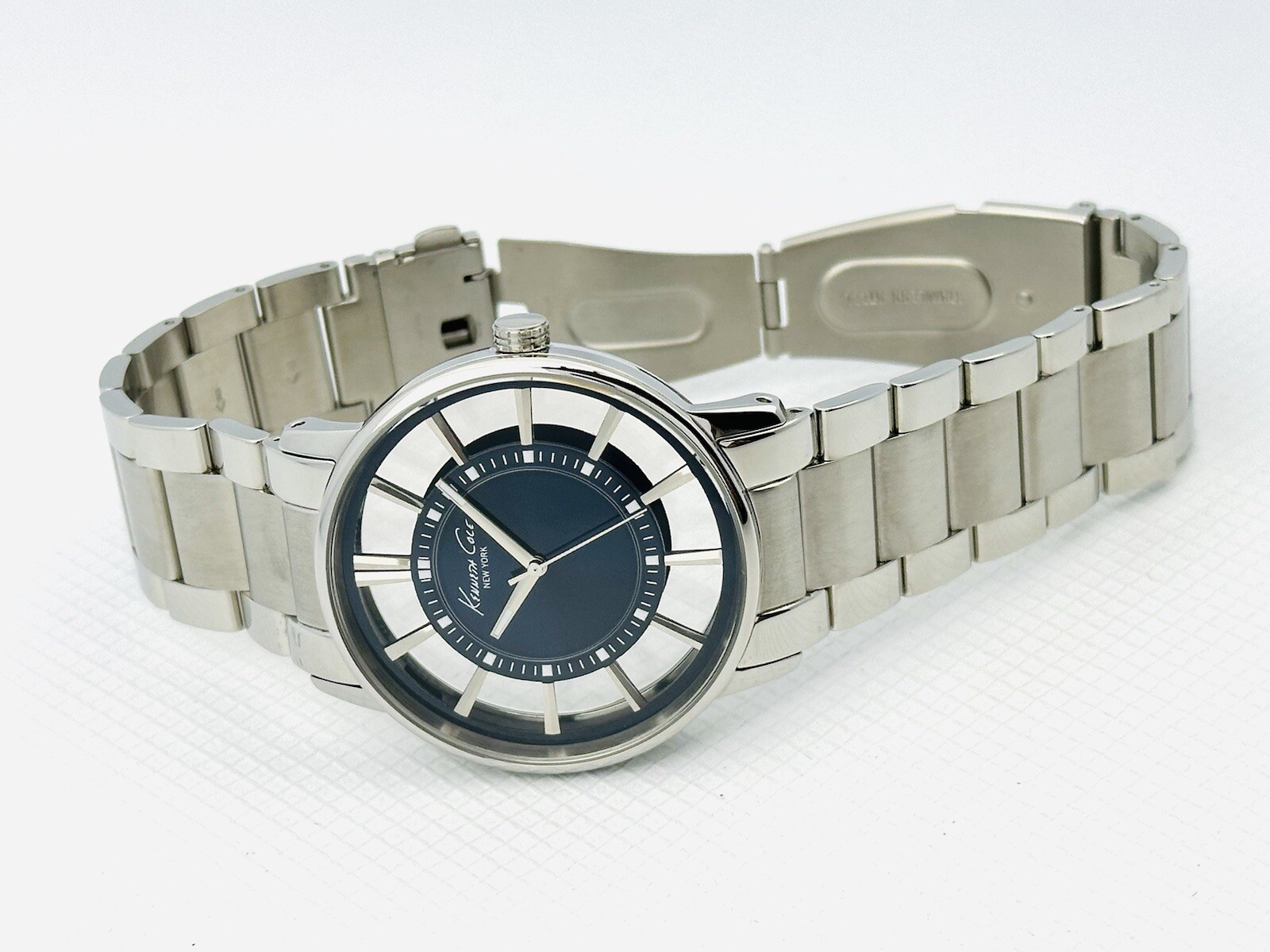 Kenneth Cole Men’s KC3993 Dark Blue Dial Transparency See-Thru Stainless Watch