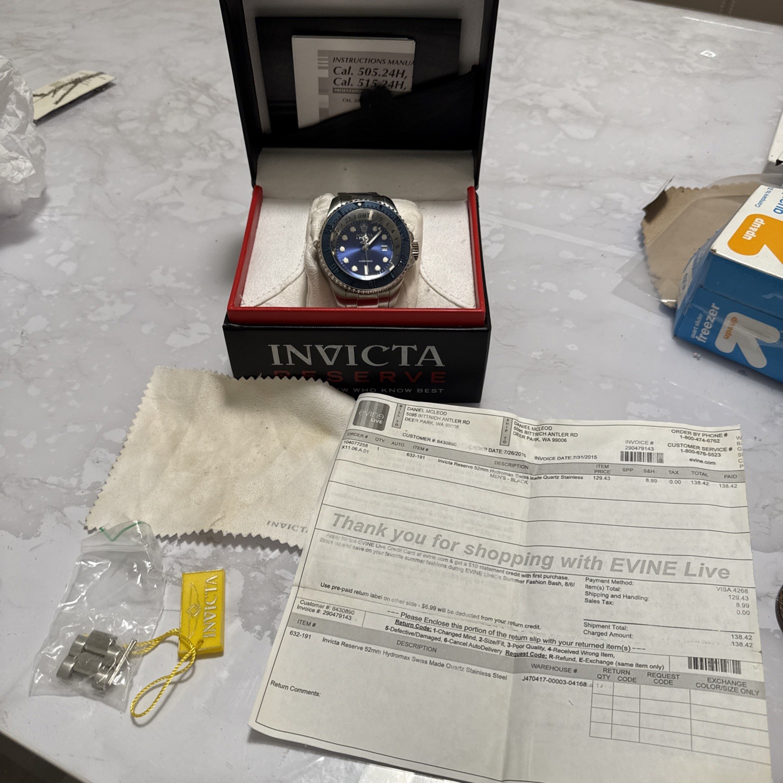 Invicta 632191 Hydromax Blue Men’s 52mm no tested