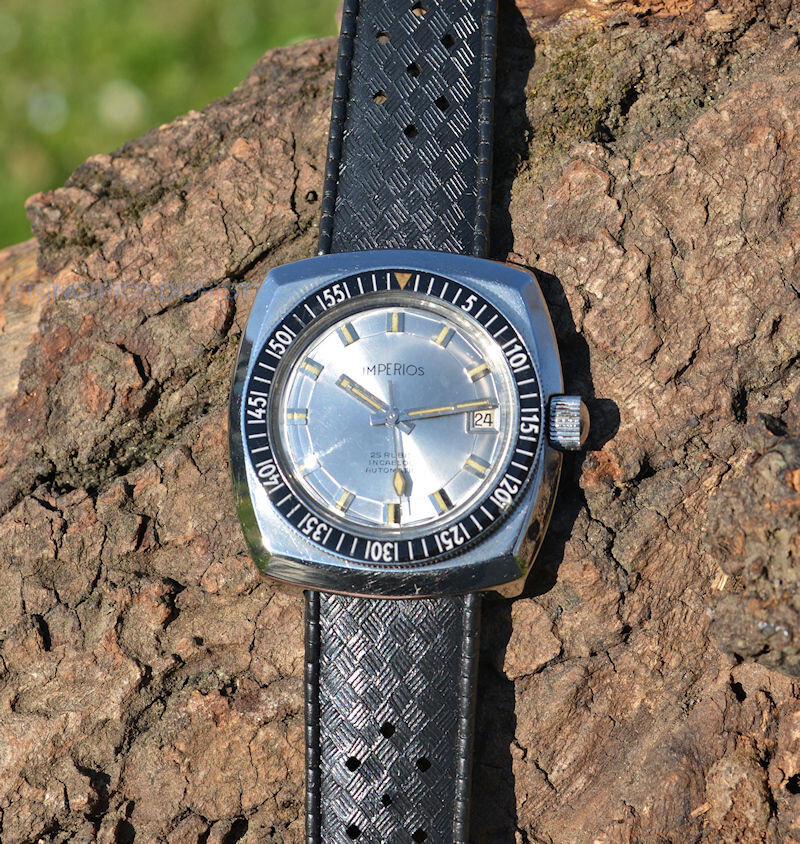 Rare Imperios Diver Sub 150mt Steel Watch Bakelite Bezel Screw Crown