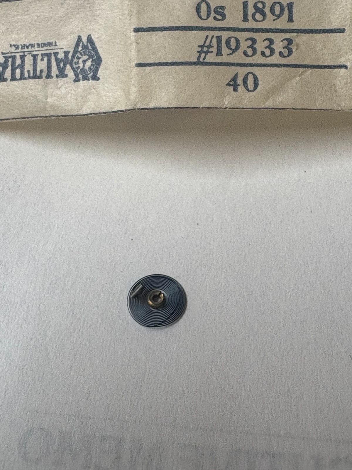 WALTHAM 0 SIZE POCKETWATCH HAIRSPRING #19333 , NEW OLD STOCK ——– BR-194