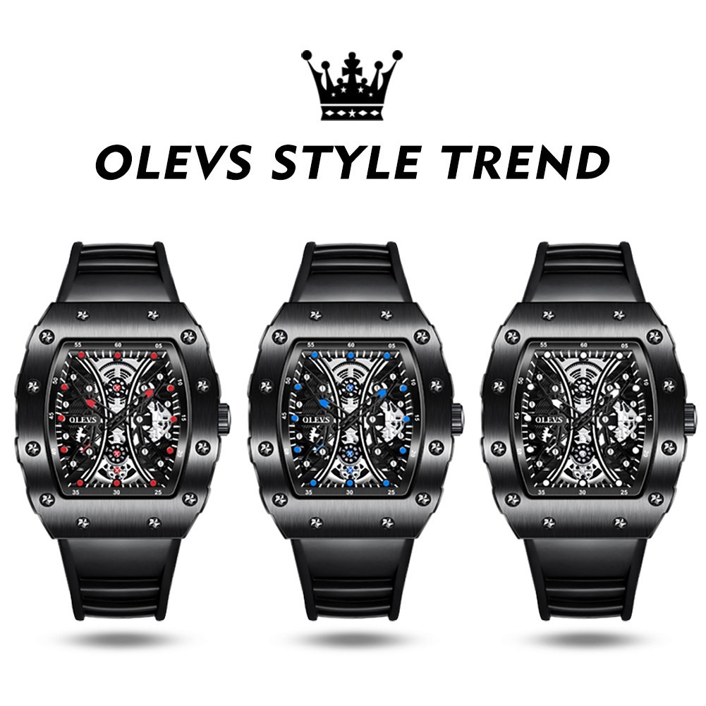 OLEVS 3602 Luminous Barrel-shaped Semi-hollow Japan Movement Quartz Wristwatch