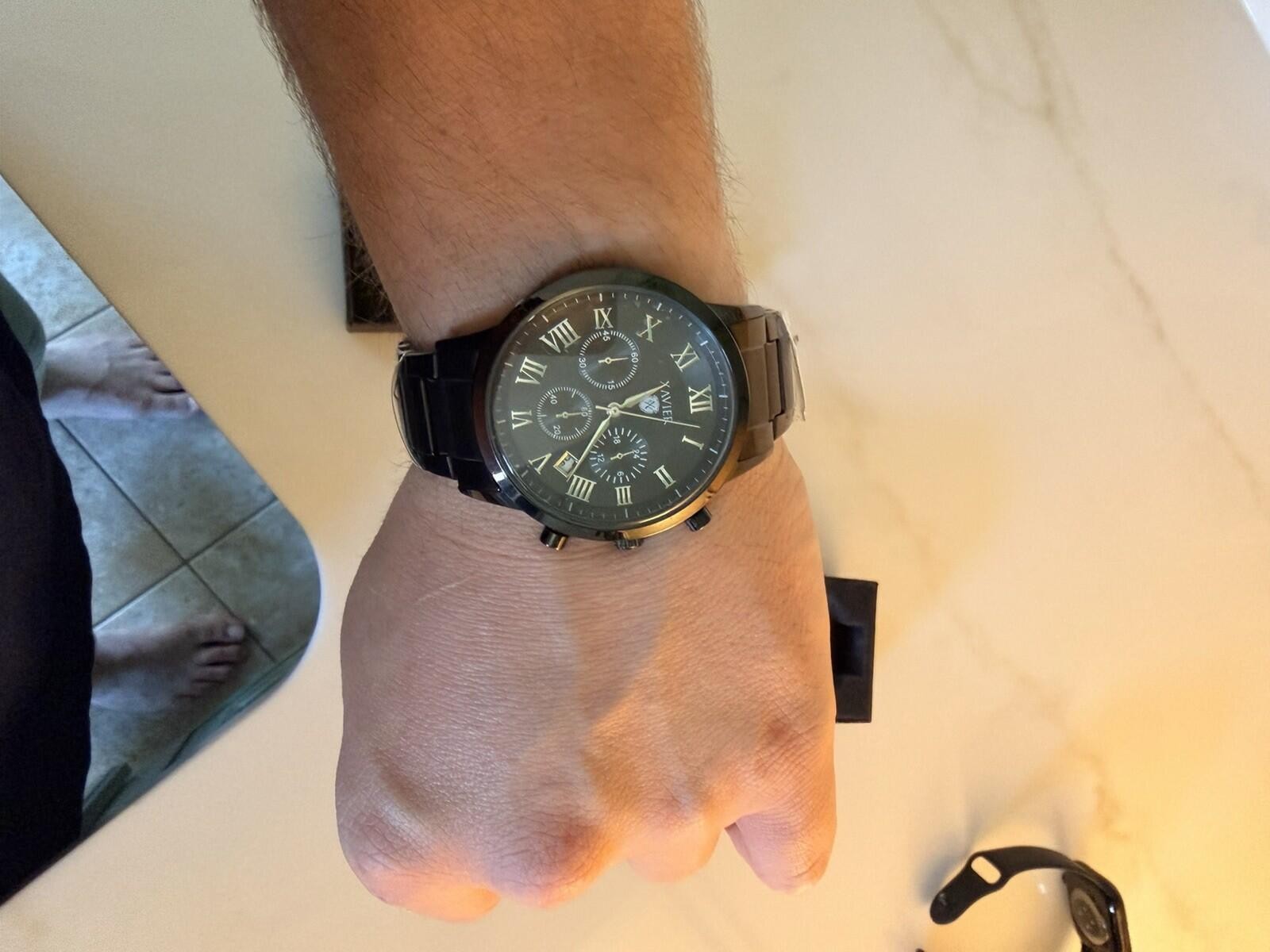 New Xavier Chronograph Watch with Black Metal Band