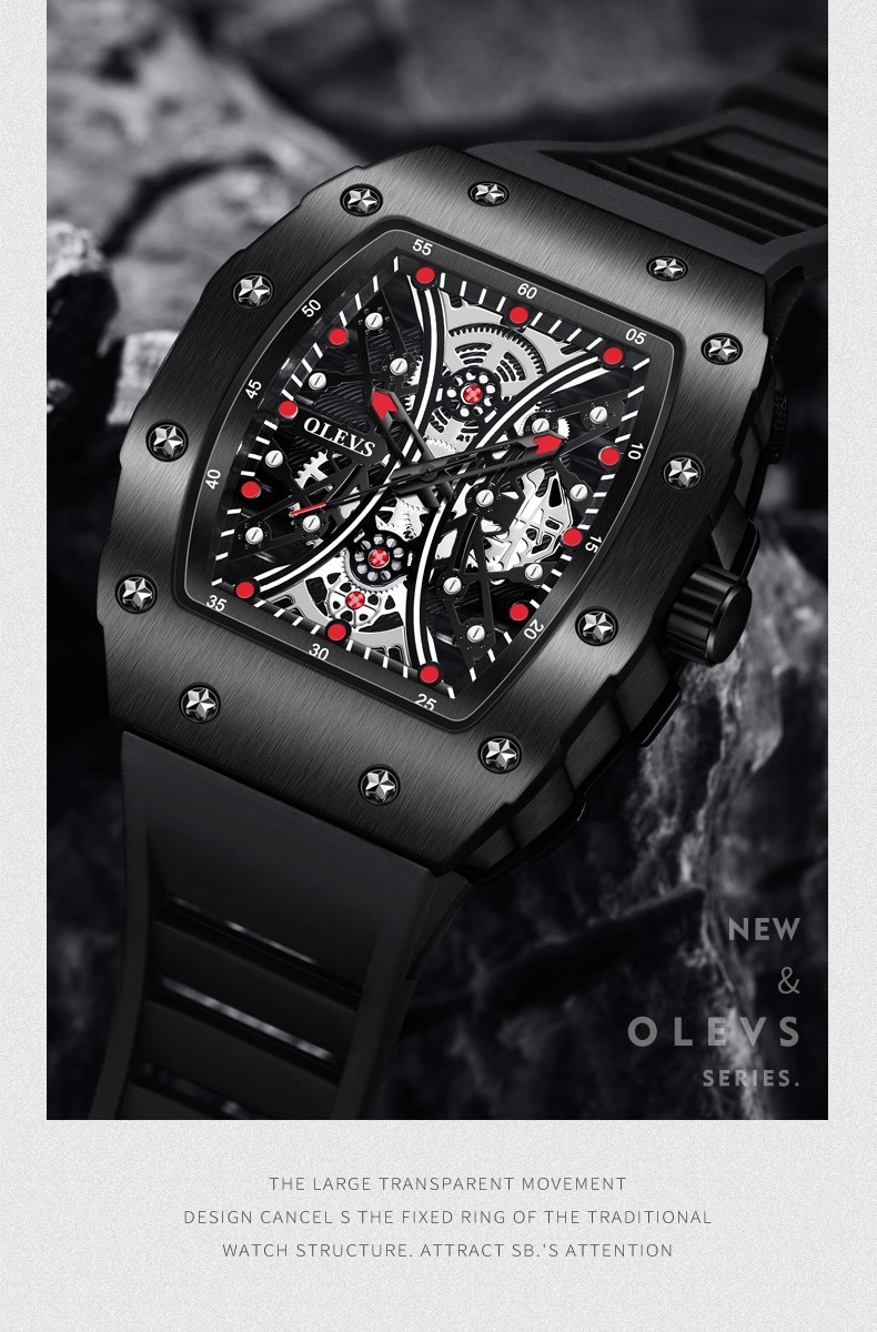 OLEVS 3602 Luminous Barrel-shaped Semi-hollow Japan Movement Quartz Wristwatch