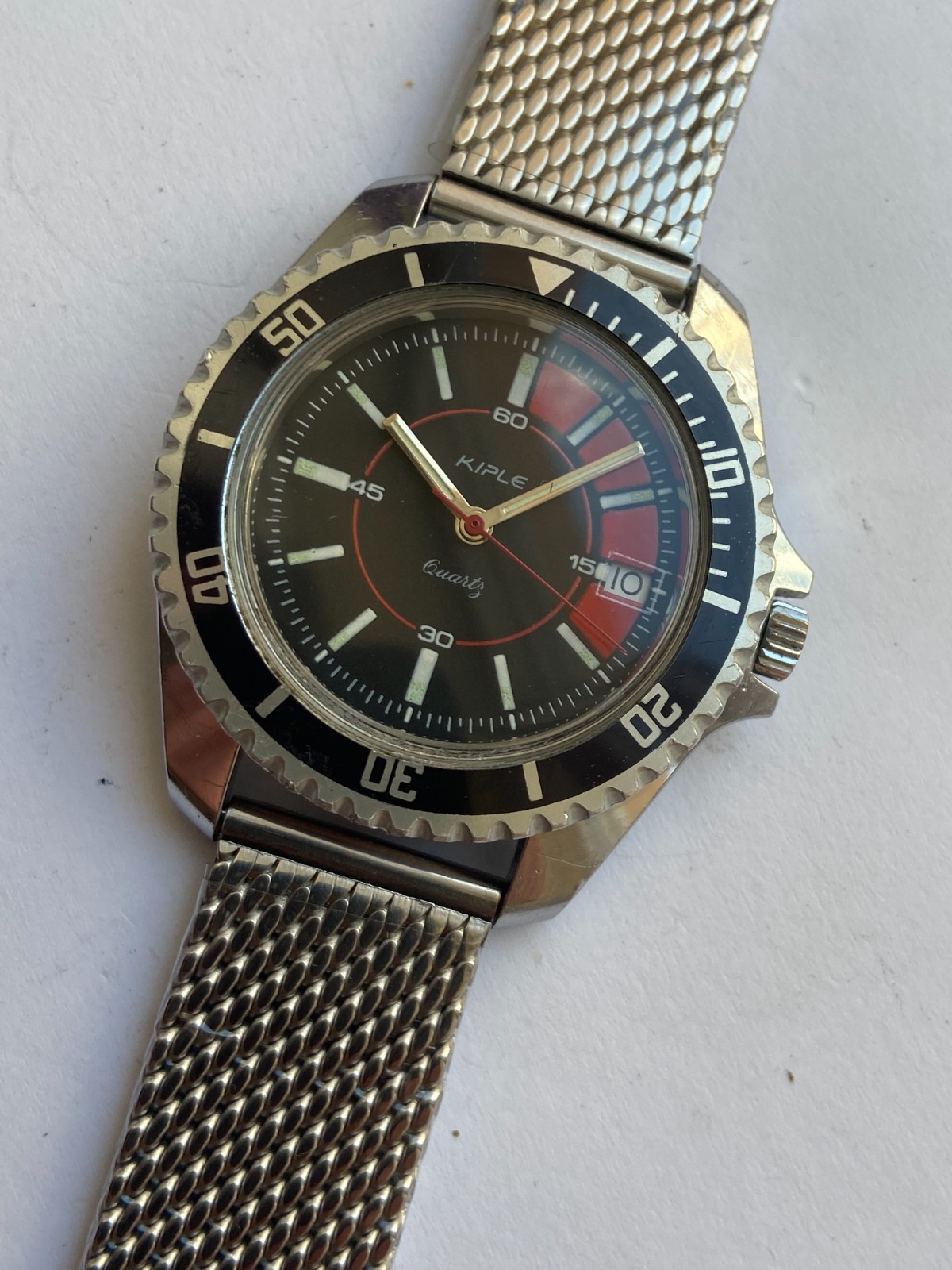 Vintage RARE BEATIFUL WATCH QUARTZ KIPLE DIVER HARLEY 375 RONDA 1 JEWEL
