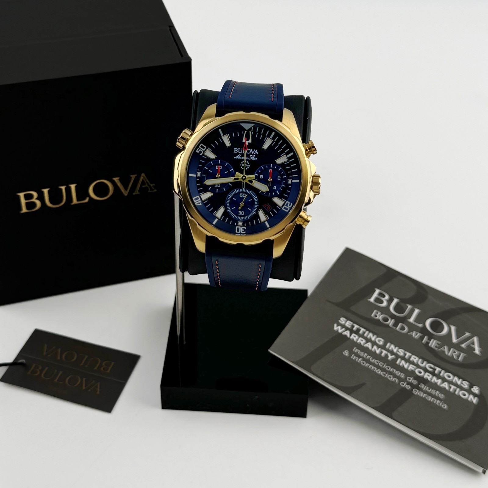 Bulova 97B168 Men’s Chronograph Marine Star Blue dial Leather Strap Men’s Watch