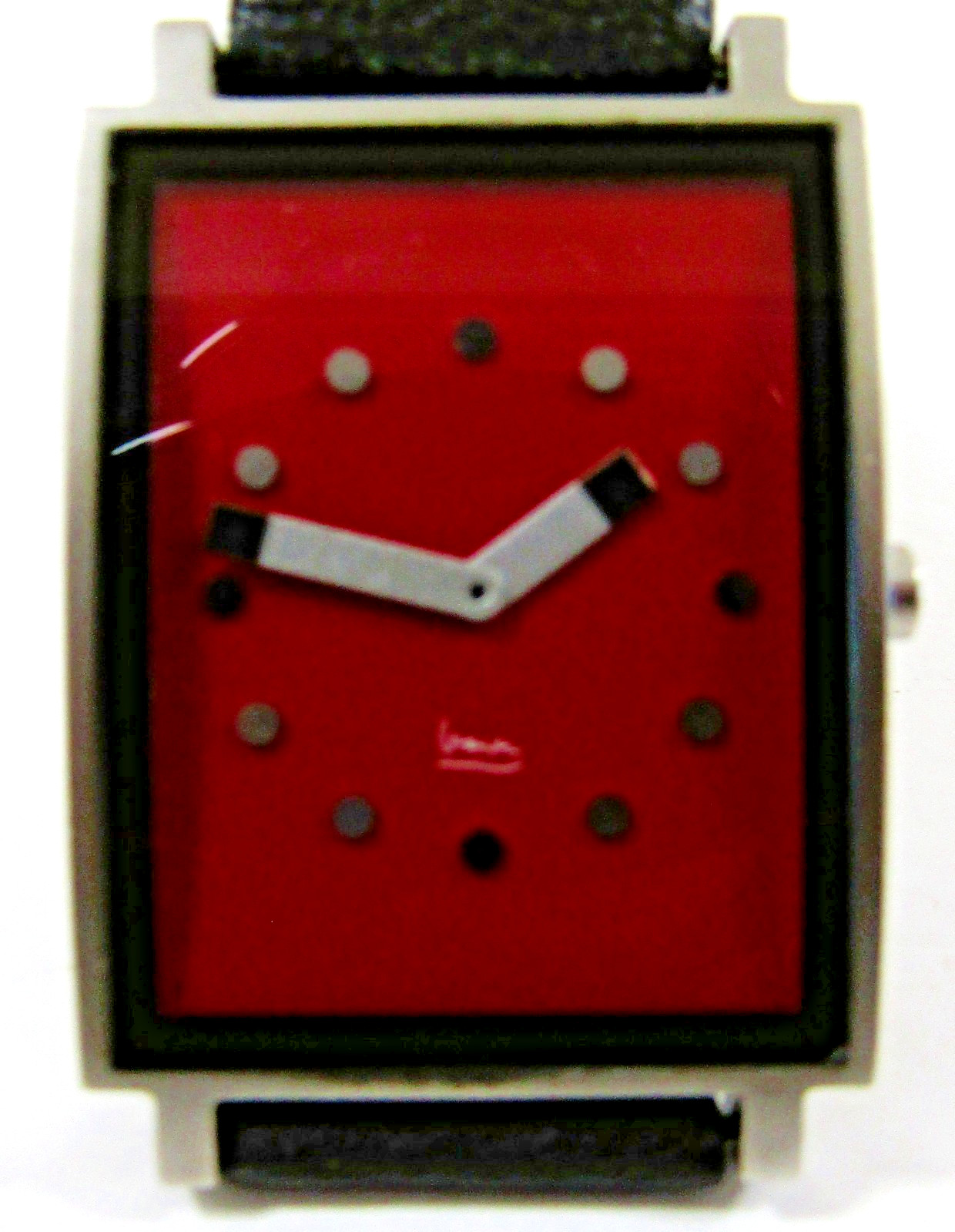 Michael Graves Shenandoah Wristwatch Cranberry Face and Silver Indexes Dots