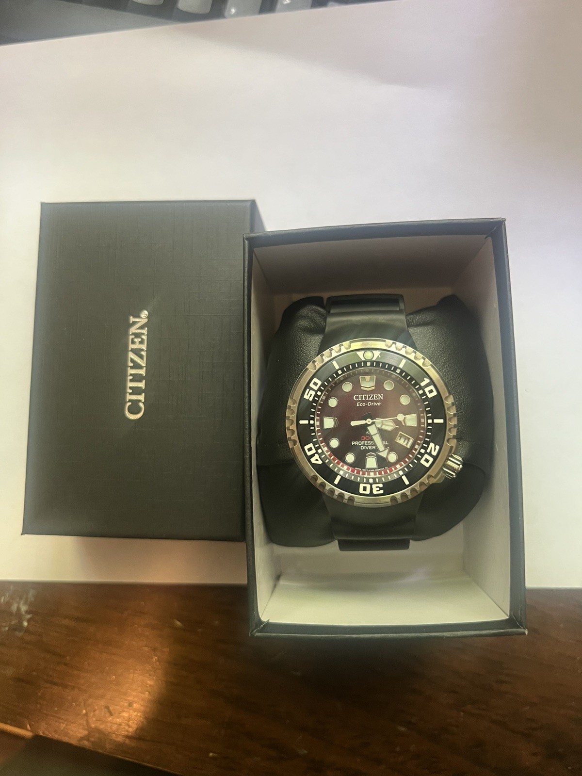 Citizen Men’s Promaster Dive E365 Eco-Drive Date Red DIal Watch 46MM BN1024-01Z