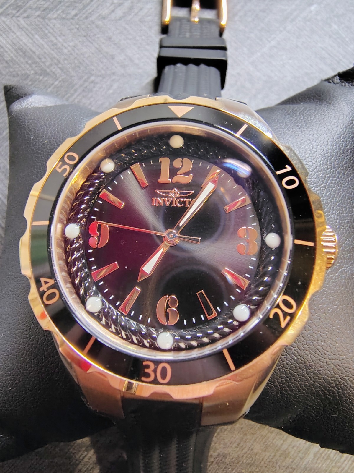 Ladie’s Invicta Angel Halo Watch 38mm Black/Rose Gold 40313